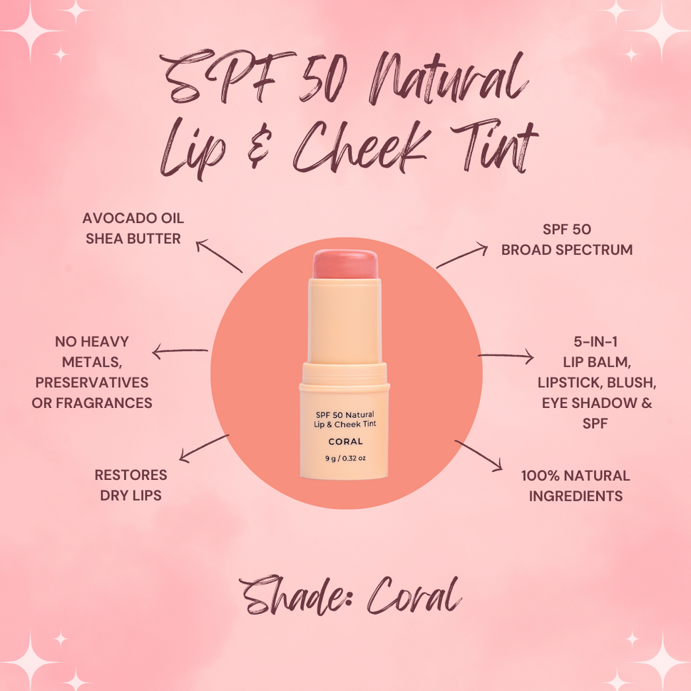SPF 50 NATURAL LIP & CHEEK TINT - CORAL