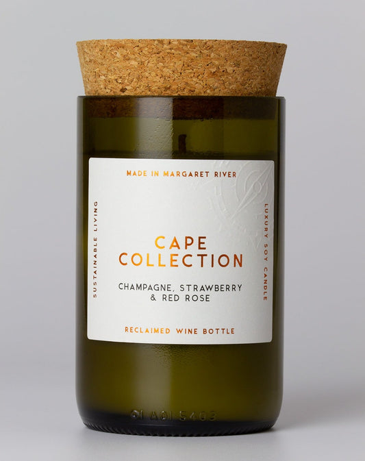 Champagne, Strawberry & Red Rose Wine Bottle